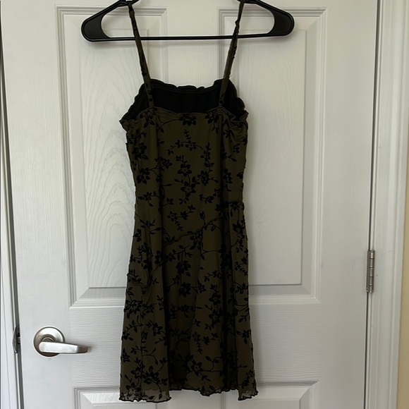 Shein Olive Green Dress with Black Floral - Picture 2 of 4